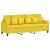 Set de canapele cu perne, 3 piese, galben deschis, textil GartenMobel Dekor