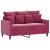 Set canapea cu perne, 3 piese, roșu vin, catifea GartenMobel Dekor