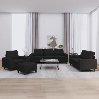 Set de canapele, 4 piese, negru, material textil GartenMobel Dekor