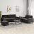 Set de canapele, 3 piese, negru, textil GartenMobel Dekor