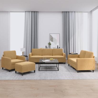 Set de canapele, 4 piese, maro, catifea GartenMobel Dekor