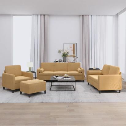 Set de canapele cu perne, 4 piese, maro, catifea GartenMobel Dekor
