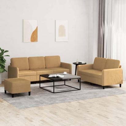 Set de canapele, 3 piese, maro, catifea GartenMobel Dekor