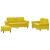 Set de canapele cu perne, 3 piese, galben, catifea GartenMobel Dekor