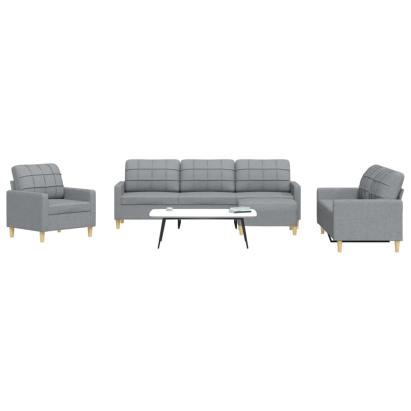 Set canapele cu taburet, 4 piese, gri deschis, textil GartenMobel Dekor