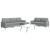 Set canapele cu taburet, 3 piese, gri deschis, textil GartenMobel Dekor