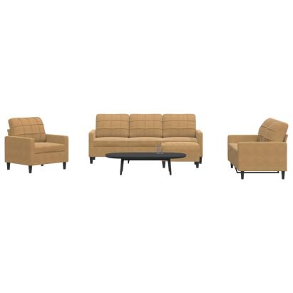 Set de canapele cu perne, 4 piese, maro, catifea GartenMobel Dekor