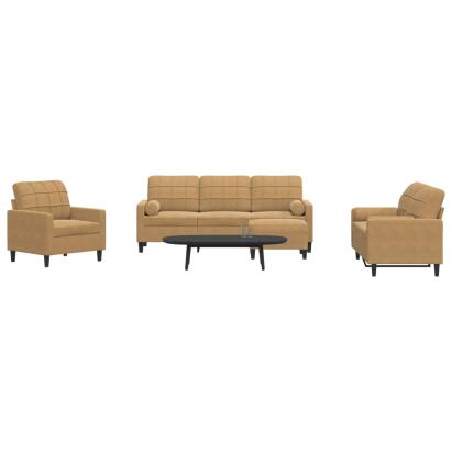 Set de canapele cu perne/rulouri, 4 piese, maro, catifea GartenMobel Dekor