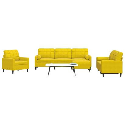 Set de canapele cu perne/rulouri, 4 piese, galben, catifea GartenMobel Dekor