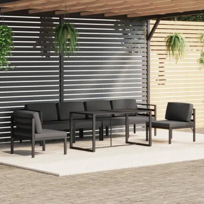 Set mobilier de grădină cu perne, 7 piese, antracit, aluminiu GartenMobel Dekor
