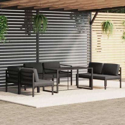 Set mobilier de grădină cu perne, 7 piese, antracit, aluminiu GartenMobel Dekor
