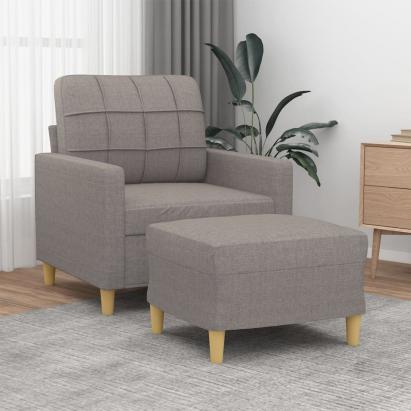 Fotoliu canapea cu taburet, taupe, 60 cm, material textil GartenMobel Dekor
