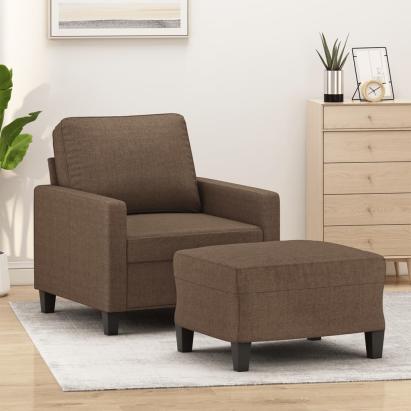 Fotoliu canapea cu taburet, maro, 60 cm, material textil GartenMobel Dekor