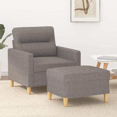 Fotoliu canapea cu taburet, taupe, 60 cm, material textil GartenMobel Dekor