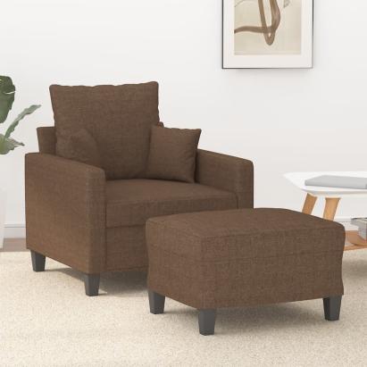 Fotoliu canapea cu taburet, maro, 60 cm, material textil GartenMobel Dekor