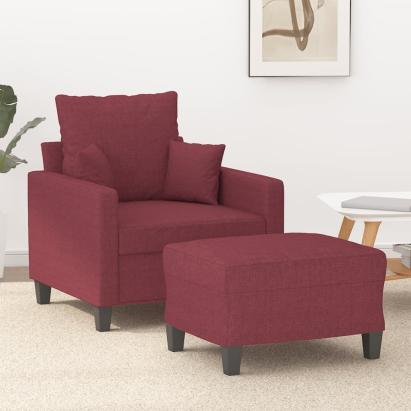 Fotoliu canapea cu taburet, roșu vin, 60 cm, material textil GartenMobel Dekor