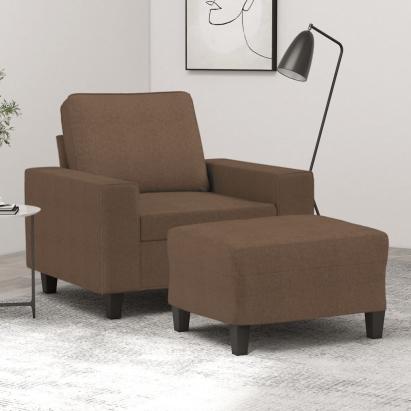 Fotoliu canapea cu taburet, maro, 60 cm, material textil GartenMobel Dekor
