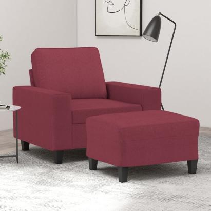 Fotoliu canapea cu taburet, roșu vin, 60 cm, material textil GartenMobel Dekor