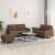 Set de canapele cu perne, 3 piese, maro, textil GartenMobel Dekor