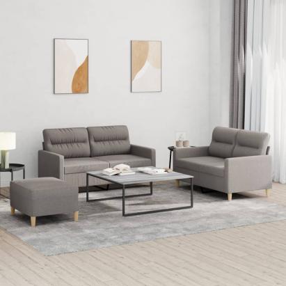 Set de canapea cu perne, 3 piese, gri taupe, material textil GartenMobel Dekor