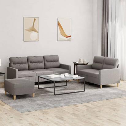 Set de canapea cu perne, 3 piese, gri taupe, material textil GartenMobel Dekor