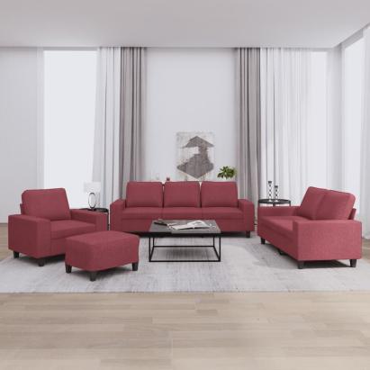 Set de canapea, 4 piese, roșu vin, material textil GartenMobel Dekor