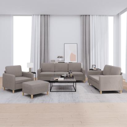 Set de canapea cu perne, 4 piese, gri taupe, material textil GartenMobel Dekor