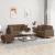 Set de canapele cu perne, 3 piese, maro, textil GartenMobel Dekor