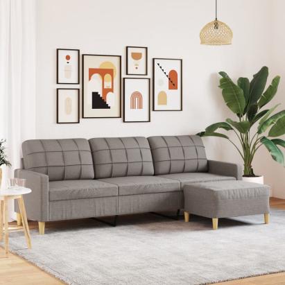 Canapea cu 3 locuri și taburet, taupe, 210 cm, textil GartenMobel Dekor