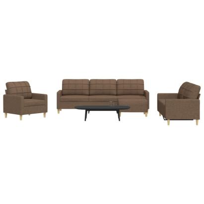 Set de canapele cu taburet, 4 piese, maro, textil GartenMobel Dekor