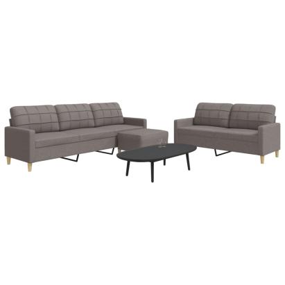 Set de canapea cu perne, 3 piese, gri taupe, material textil GartenMobel Dekor