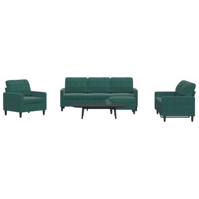 Set de canapele cu perne, 4 piese, verde închis, catifea GartenMobel Dekor