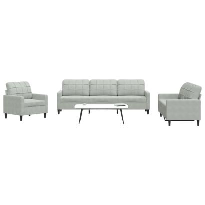 Set de canapele cu perne, 4 piese, gri deschis, catifea GartenMobel Dekor