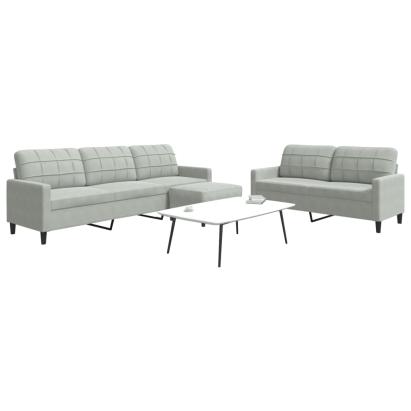 Set de canapele cu perne, 3 piese, gri deschis, catifea GartenMobel Dekor