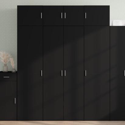Dulap înalt, negru, 80x42,5x185 cm, lemn prelucrat GartenMobel Dekor