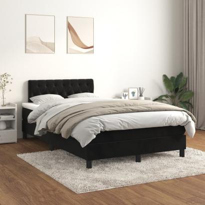 Pat box spring cu saltea, negru, 120x200 cm, catifea GartenMobel Dekor