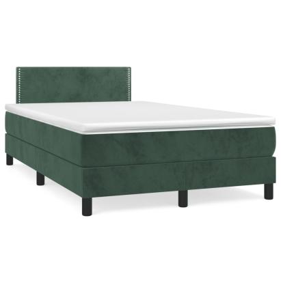 Pat box spring cu saltea, verde închis, 120x190 cm, catifea GartenMobel Dekor