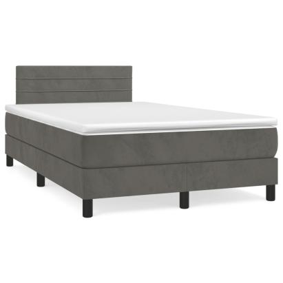 Pat box spring cu saltea, gri închis, 120x190 cm, catifea GartenMobel Dekor