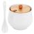 Bol pentru zahăr din ceramică si bambus alb 9x9cm - 250ml Handy KitchenServ