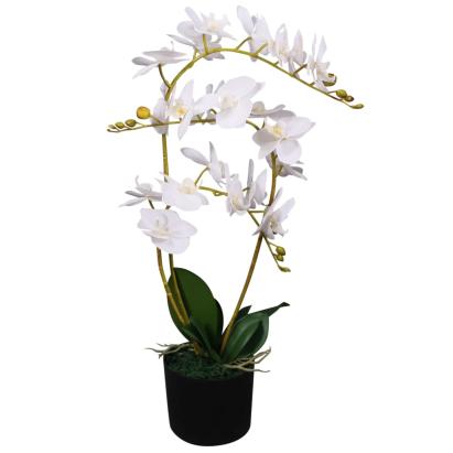 Plantă artificială orhidee cu ghiveci, 65 cm, alb GartenMobel Dekor