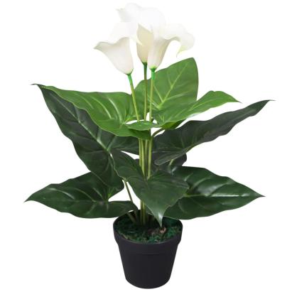 Floare de cală crin artificială cu ghiveci, 45 cm, alb GartenMobel Dekor