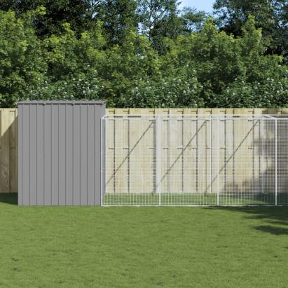 Cușcă câine & țarc gri deschis 214x1069x181 cm oțel galvanizat GartenMobel Dekor