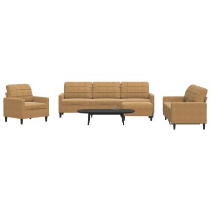 Set de canapele cu perne, 4 piese, maro, catifea GartenMobel Dekor