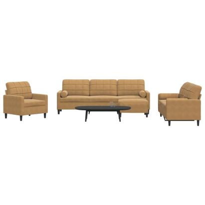 Set de canapele cu perne/rulouri, 4 piese, maro, catifea GartenMobel Dekor