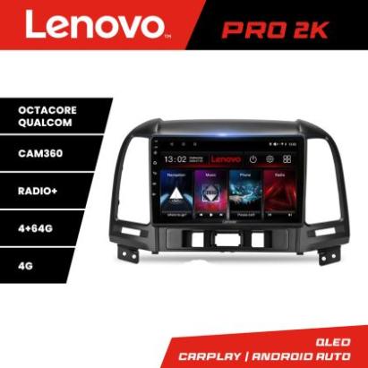 Navigatie Hyundai Santa Fe Lenovo Kit-008 8 core QLED 2K 4+64 360 Android Waze USB Navigatie Internet Youtube Radio CarStore Technology