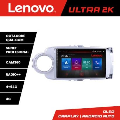 Navigatie Toyota Yaris 2010-2018 Lenovo Kit-YARIS10 8 core QLED Qualcomm 4+64 360 Android Waze USB Navigatie Internet Youtube Radio Lenovo CarStore Technology