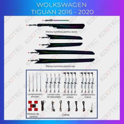 Lumini ambientale VW Tiguan 2016-2021 trimuri control telefon sau sistem original CarStore Technology