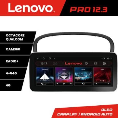 Navigatie Peugeot 607 Lenovo PRO 4+64 12.3 inch qled android 4G DSP gps internet  Kit-607 CarStore Technology