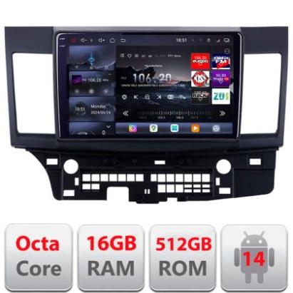 Navigatie Mitsubishi Lancer 2007-2016 Edotec Kit-037 8 core QLED 2K 16+512 360 Android Waze USB Navigatie Internet Youtube Radio CarStore Technology