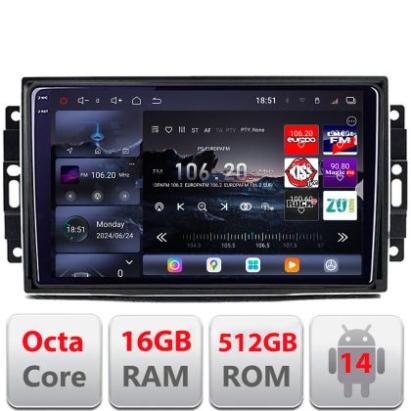 Navigatie Chrysler Jeep Edotec Kit-202 8 core QLED 2K 16+512 360 Android Waze USB Navigatie Internet Youtube Radio CarStore Technology